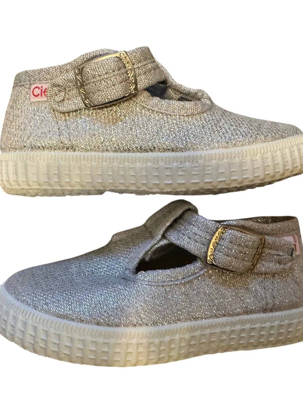 Cienta Kids Silver Mary Jane Shoes Size 5